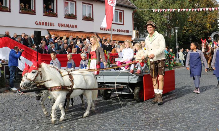 Schöner Festwagen beim Festumzug